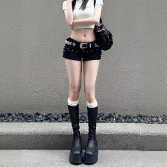 欧米式のy 2kギャルの千年風の熱いズボンの女性の大きいサイズの復古の低い腰の修身はやせているa字のデニムの超ショートパンツの潮を現します。