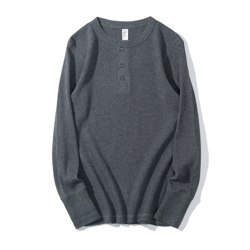 ワッフルのアメリカのレトロなカチカチと重いポンドのヘンリーの襟は底のtシャツを打ちます。