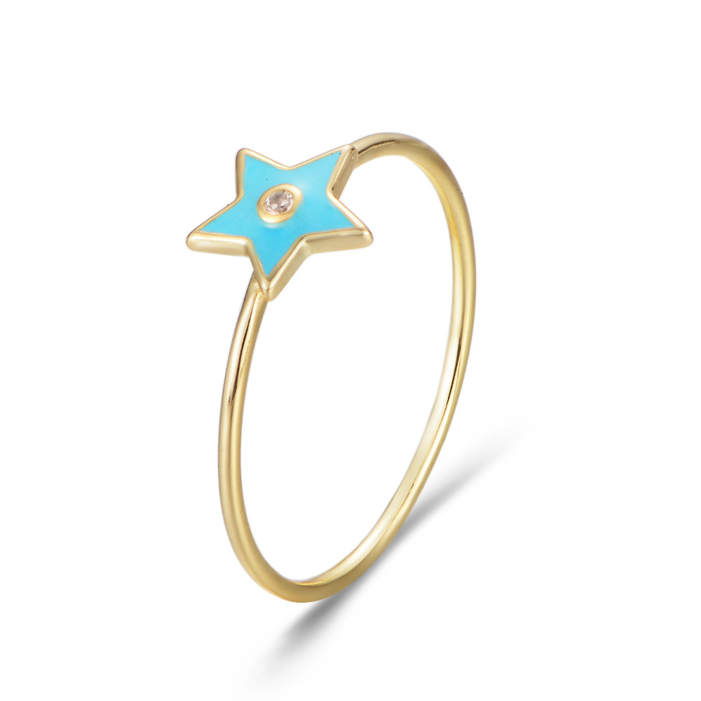 Venta caliente transfronteriza europea y americana s925 plata esterlina personalizada colorido pentagrama estrella gota anillo de aceite nicho ins estilo pulsera para las mujeres