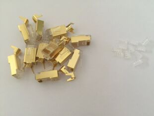 High quality crystal head class 7 head shielded gold plated 50U with tail clip four upper and four lower OD1.5MM copper shell gold plated