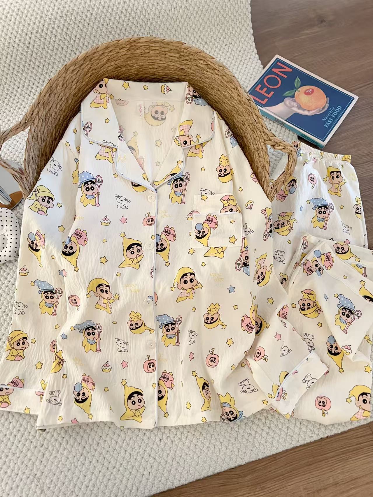 Cartoon al por mayor transfronterizo nubes de algodón pantalones de manga larga pijamas cardigans dulces de alto valor de ropa de hogar conjunto de ropa exterior