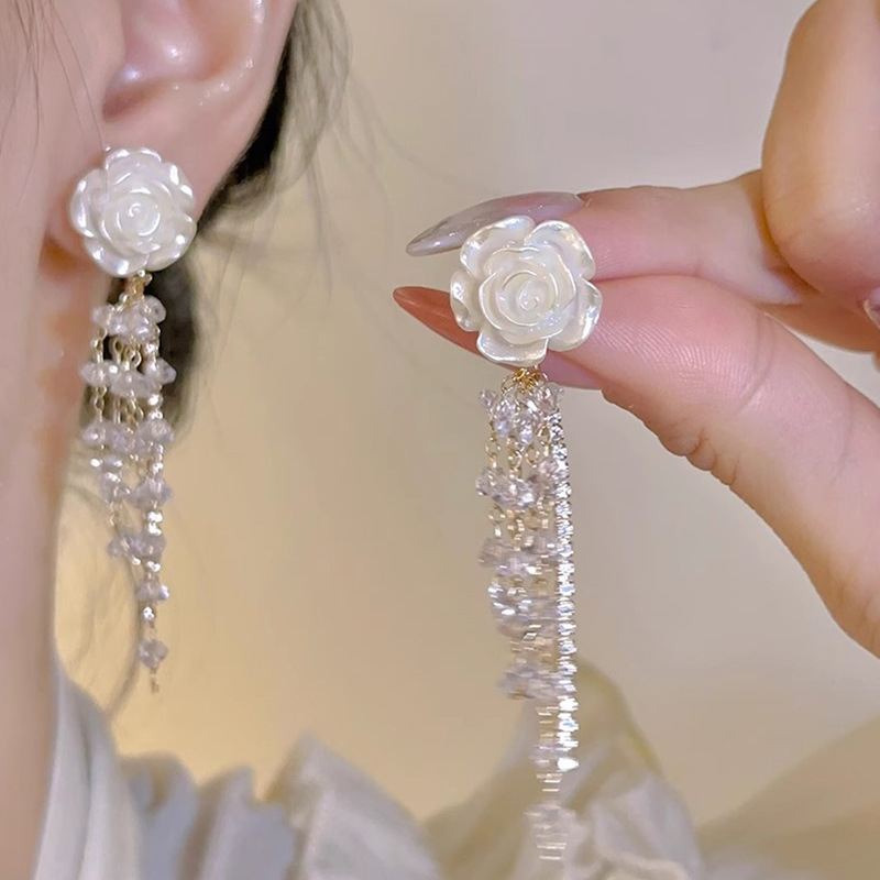 Diseño de nicho de alta gama borla larga sin orejas clip de oreja elegante estilo occidental de las mujeres cara-mirando pequeños nuevos pendientes de moda