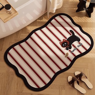 Bathroom Floor Mat, Bathroom Door Absorbent Non-Slip Foot Mat, Household Cartoon Diatom Mud Quick-Drying Carpet Bathroom Mat
