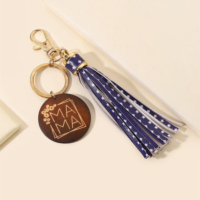 17g Weight Keychain Classification 1 Piece Quantity Casual, Holiday, Daily Occasion Pu Leather Material Mother'S Day Festival Letter, Tassel Pattern Unisex Gender Modern Style Style Modern Style Letter Tassel Pu Leather Mother'S Day Unisex Keychain 35