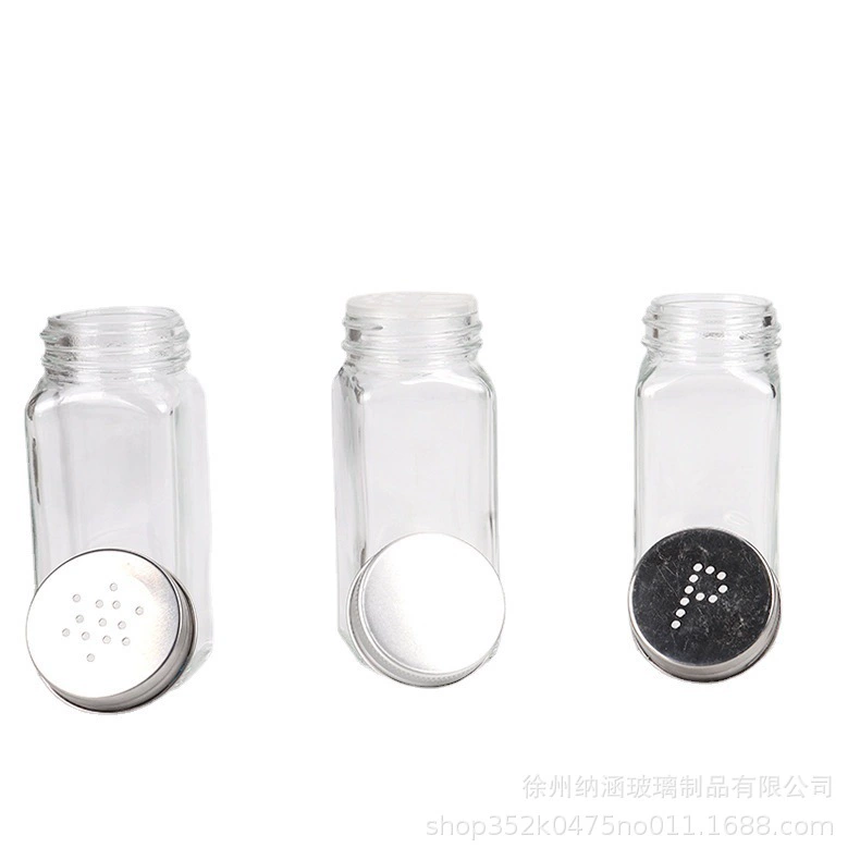 Wholesale restaurant barbecue seasoning tank pepper pepper pepper flavor flavor bottle kitchen transparent glass bottle with holes and lid bottle
