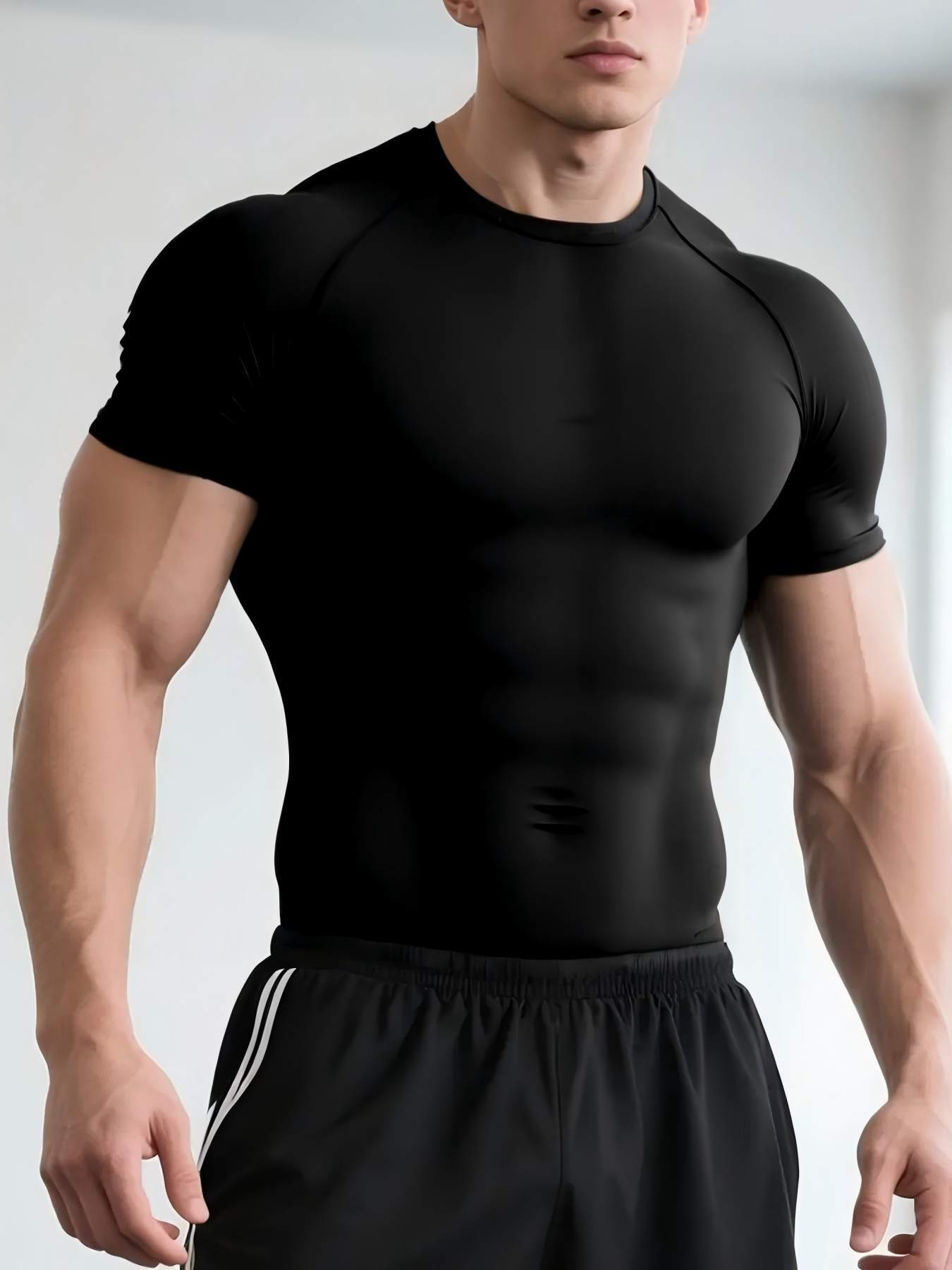2024 nuevo hombre alta velocidad elástica seco fitness corset camisa de entrenamiento deportivo de manga corta cuello redondo transpirable correr baloncesto