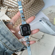 适用iwatchs9表带苹果手表applewatchse8细款女款s10牛仔小米9pro