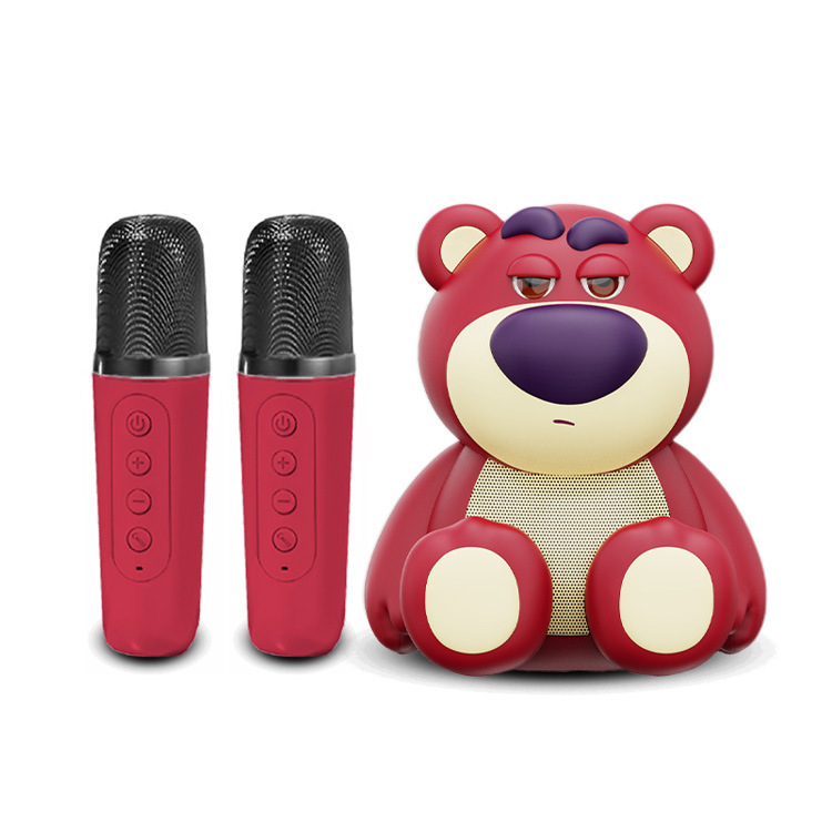 Strawberry Bear ワイヤレスカラオケ Bluetooth スピーカー統合ホーム KTV デュアルマイク合唱ホームマイクデスクトップ装飾品|undefined