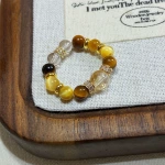 小金霸戒指招财超米黄水晶虎眼石金霸综合小戒指招财转运气质百搭
