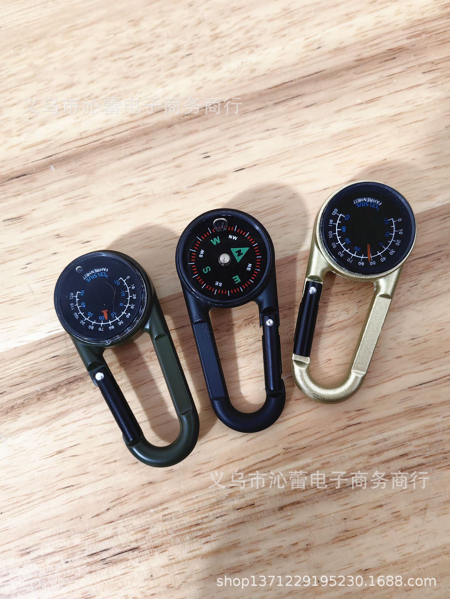Zinc alloy multifunctional mountaineering buckle compass thermometer outdoor equipment