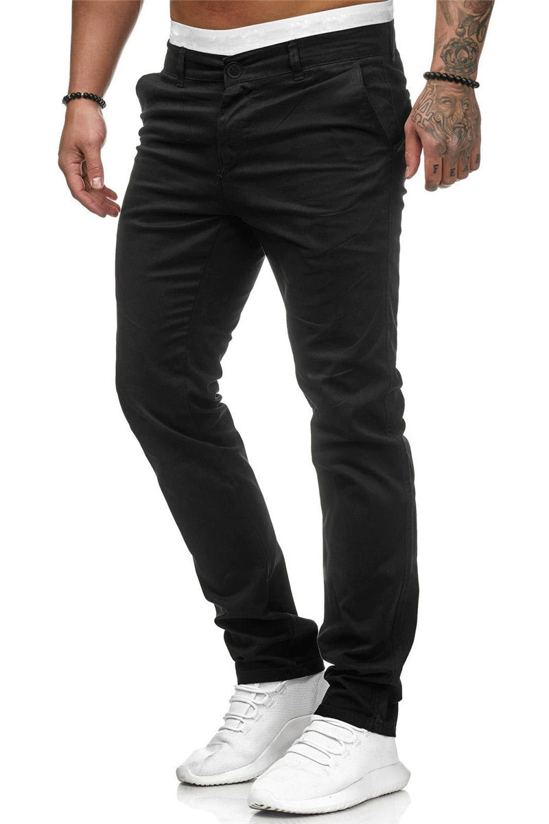 Мужские однотонные повседневные брюки для отдыха, европейский стиль, slim fit