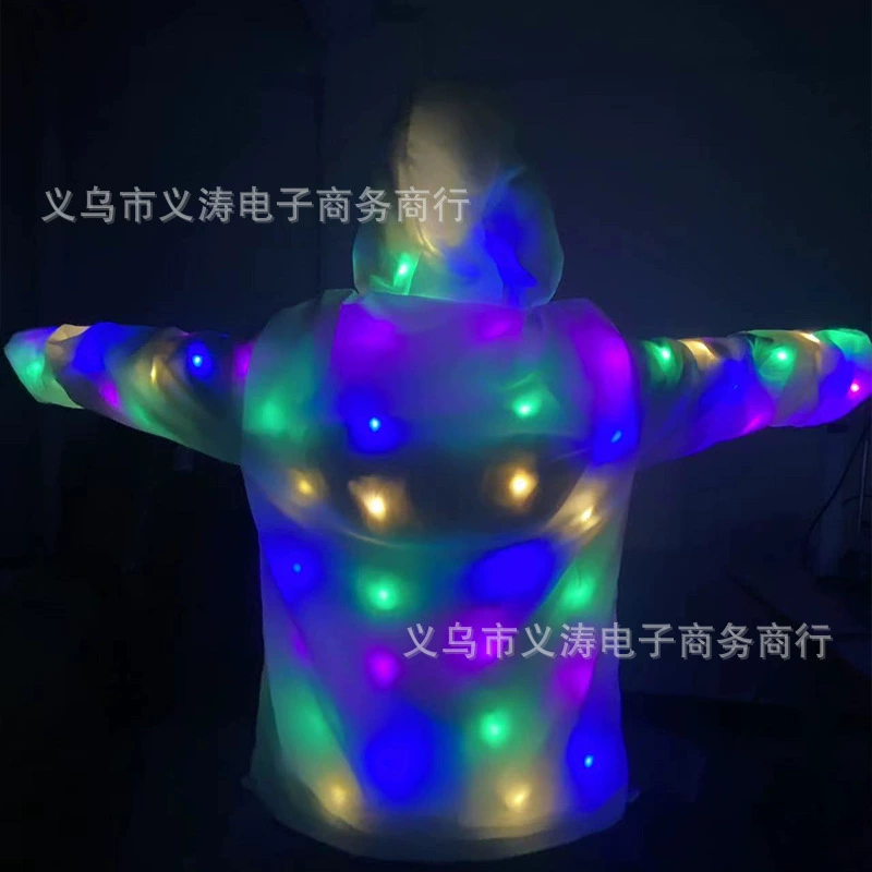 Light-Up Couple Outfit Set, White LED Hooded Jacket & Matching Bottoms, European Catwalk Style