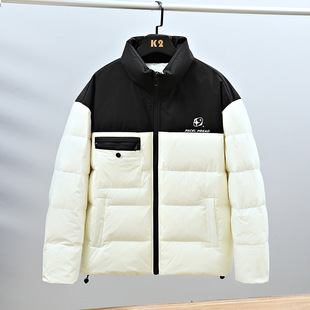 Autumn and Winter 2024 New Down Jacket Men's 90 White Duck Down fleece-lined Warm Colorblock Top Couple Fashion Trend