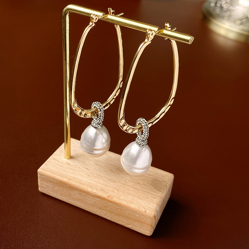 1 Pair Casual Elegant Lady Geometric Bow Knot Inlay Imitation Pearl Zircon Drop Earrings display picture 28