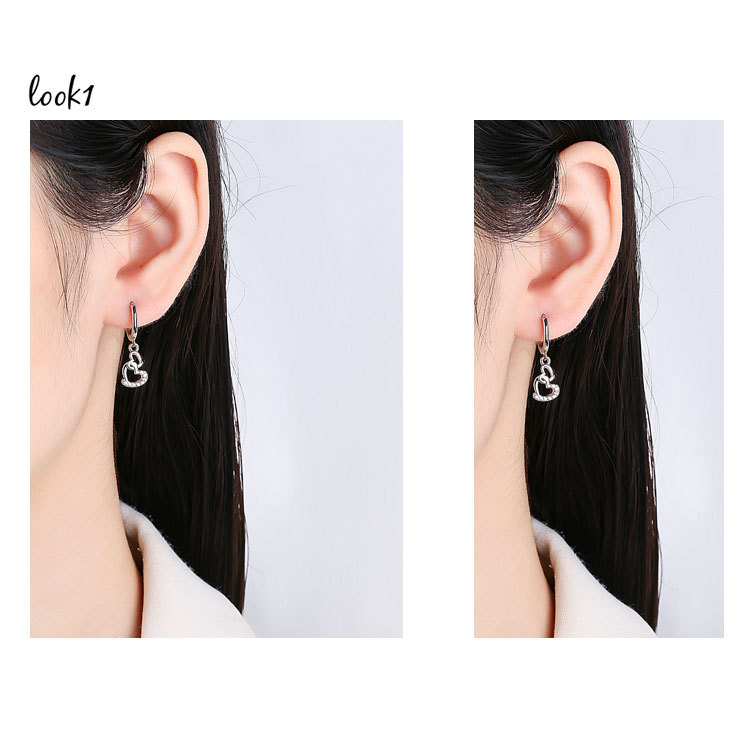 Elegant Simple Style Heart Shape Copper Plating Zircon Drop Earrings 1 Pair display picture 2