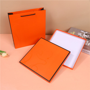 Factory in stock wholesale orange heaven and earth cover gift box silk scarf packaging box shawl silk high-grade gift box empty box