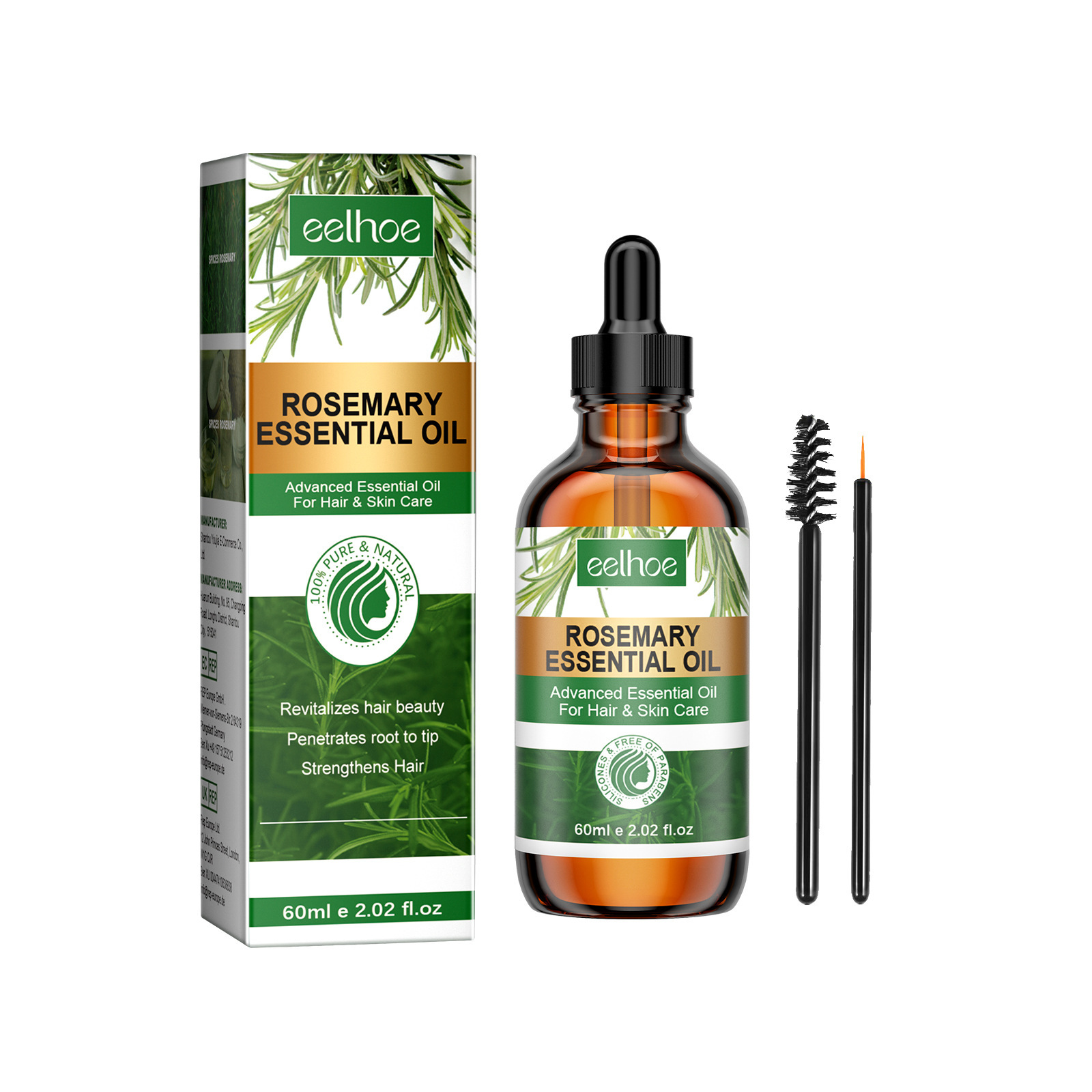 EELHOE Rosmarin ätherescht Ueleg reparéiert beschiedegt Hoer, stäerkt d'Hoer, mécht d'Hoer fest a glätt d'Hoer._voghion.com