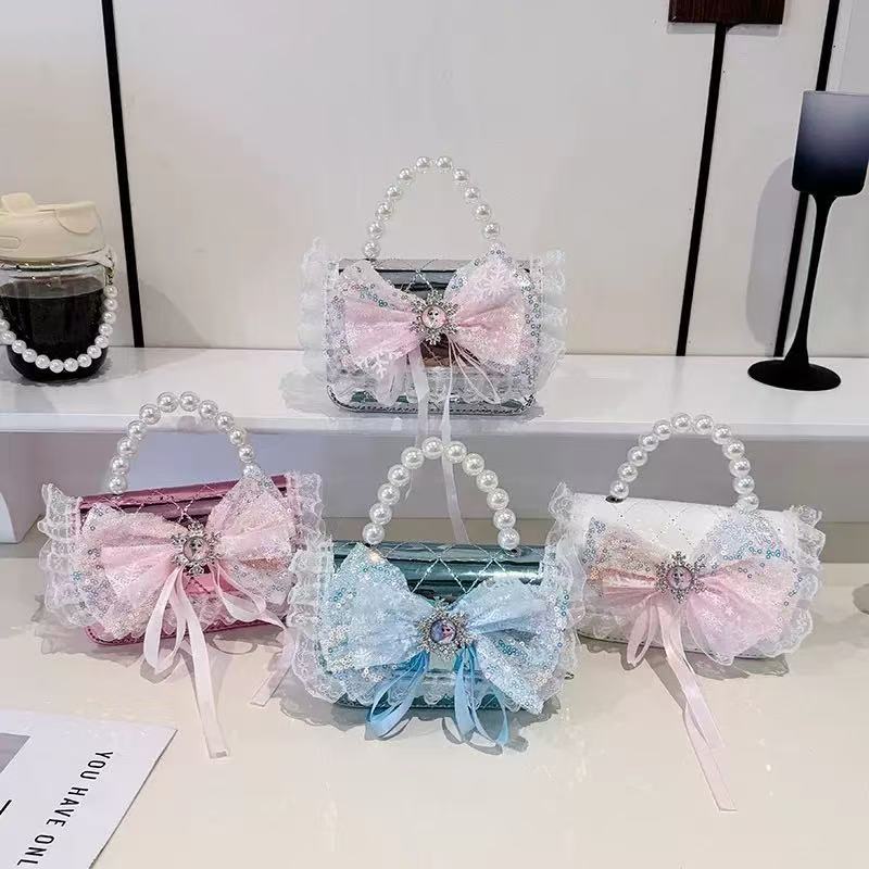 Longo Grace arco bolso de hombro de niñas cambio bolso de mochila de moda bolso infantil nuevo bolso de perlas de niñas