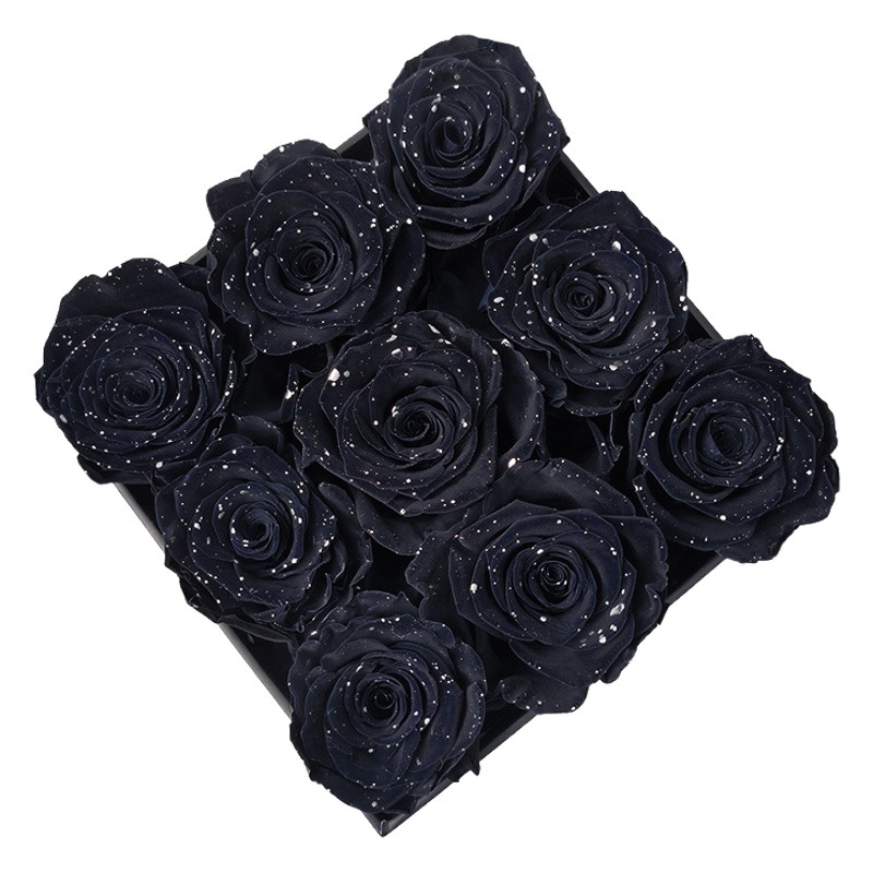 Regalos de día de San Valentín, rosas estrelladas, regalos de cumpleaños para una novia, adornos de caja de flores, flores eternas, cubos de abrazo