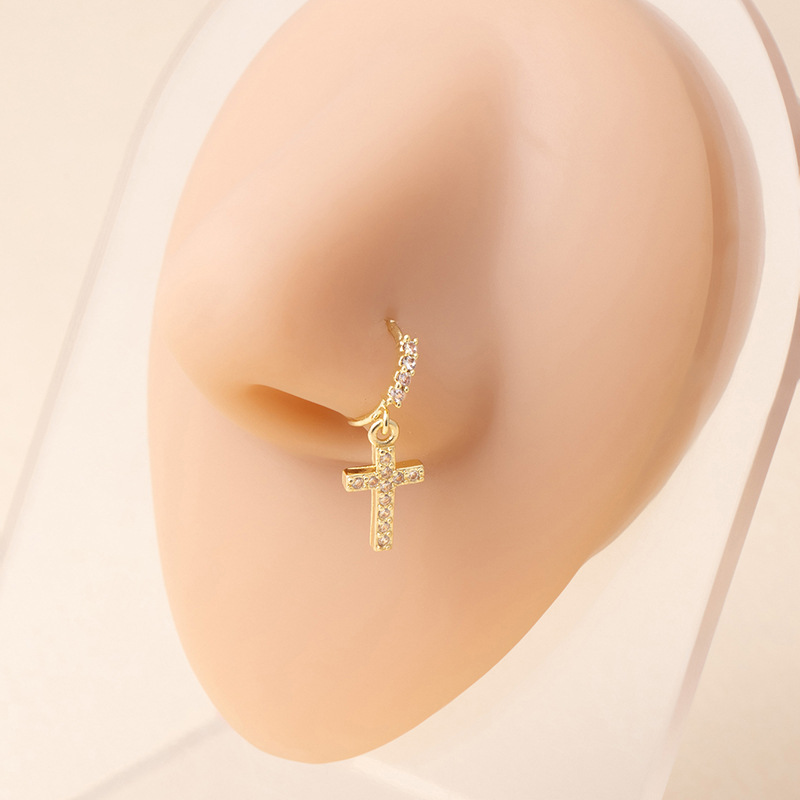 Copper Zircon Nose Piercing Ring Butterfly Heart And Cross_voghion.com