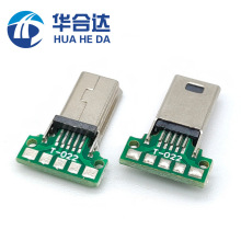 Mini USB公头10P大电流带PCB焊线10点 迷你USB公头