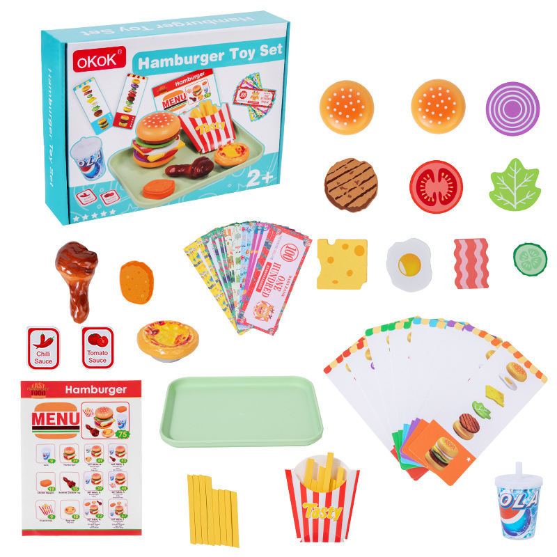 Juegos caseros de hamburguesas inteligentes para niños de educación temprana ejercicios de acertijos de mano y ojo para bebés Juguetes de madera