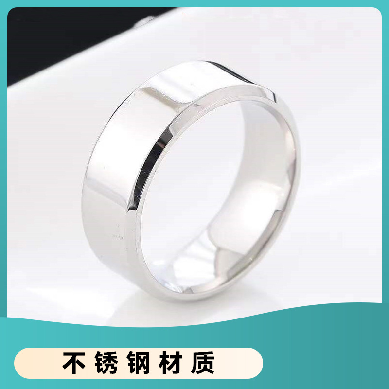 Stainless Steel Ring Couple Colorless Inns Ring Simple Smooth Face Pair Ring Pair Titanium Steel Ring Wholesale