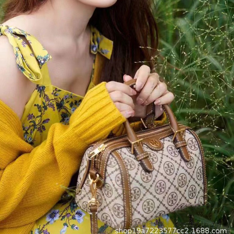 TB Spring New Boston Blue-Brown Print Canvas Mini Pillow Handbag Versatile Crossbody Bag for Women - Thumbnail 4