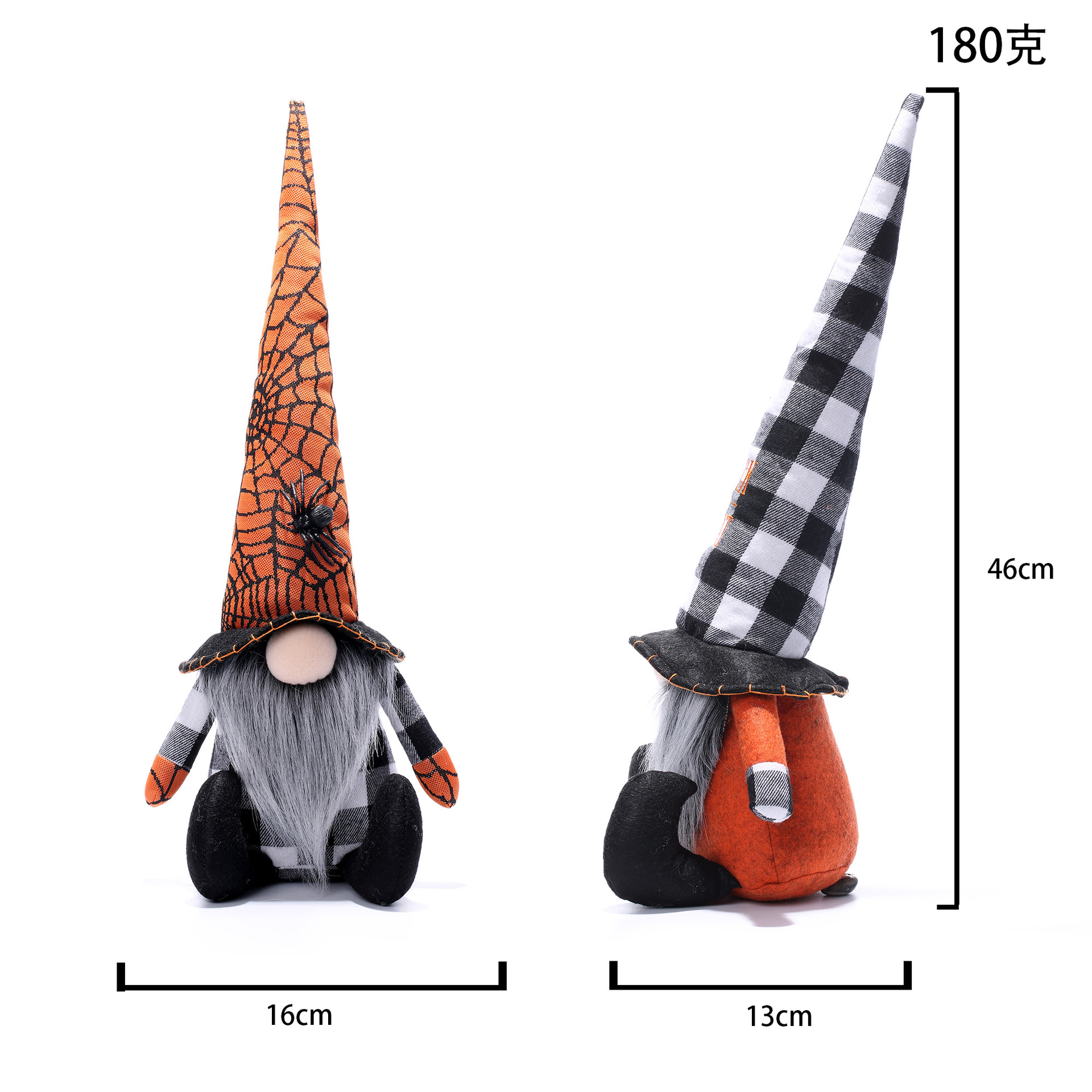 2023 transfronteriza nueva muñeca sin rostro de Halloween araña enana Rudolf exquisita decoración muñeca bordada