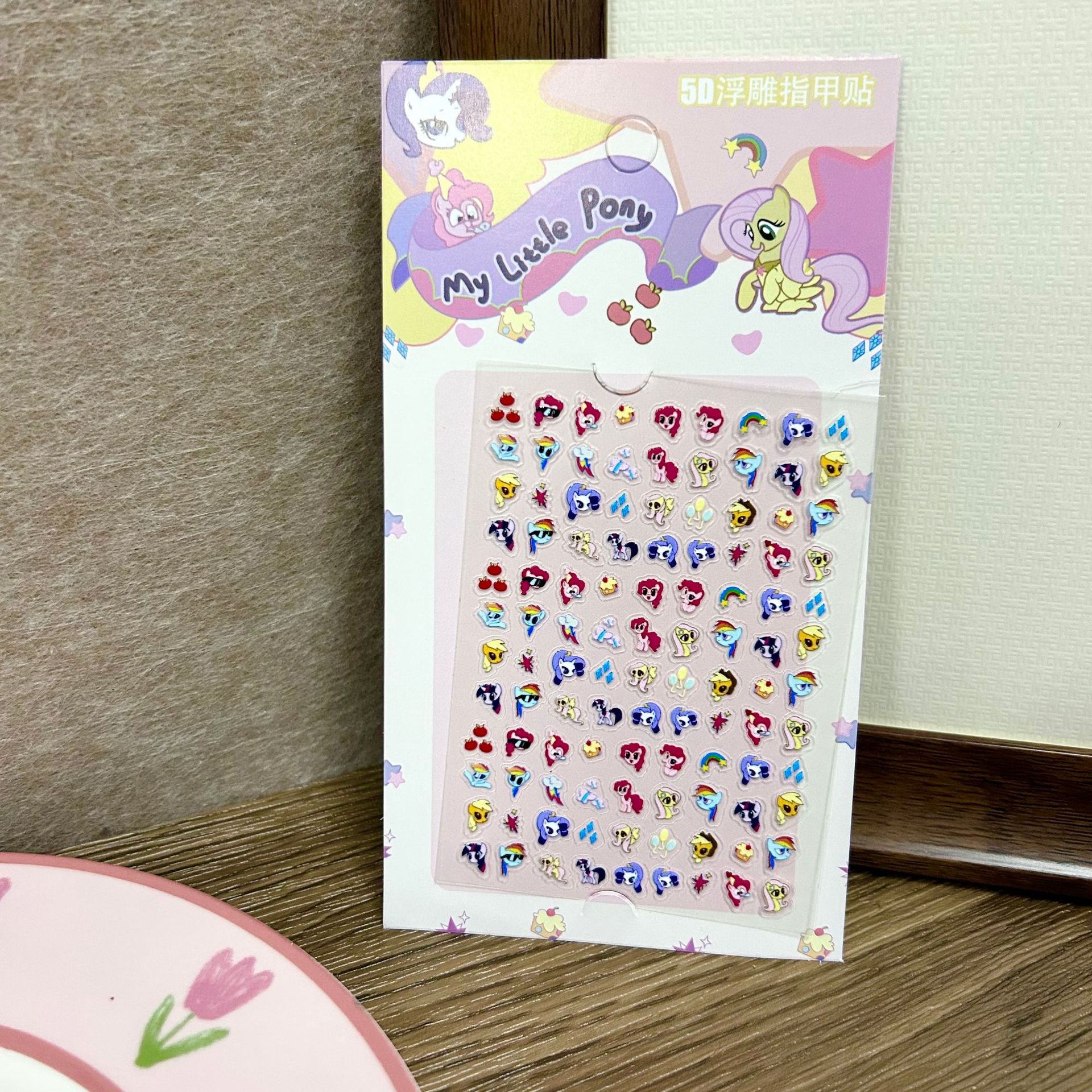 Parche de uñas Sanrio para niños, lindo y divertido Kulomi 5D en relieve pegatinas de uñas impermeables, manual de pegatinas decorativas