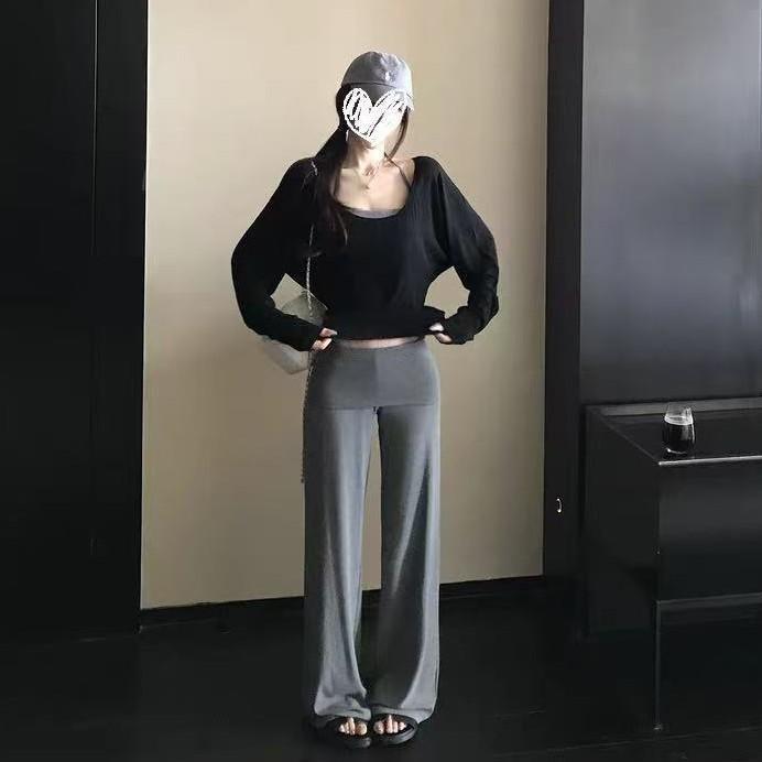 '姐系松弛'纯欲慵懒三件套轻盈无感氛围拉满其它纯色丝光上衣套装|undefined