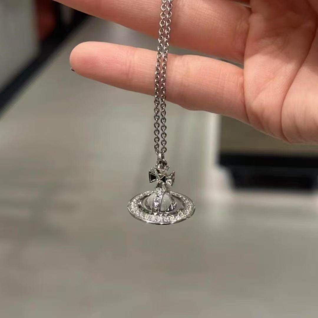 Vivienne Westwood Empress Orb Necklace Metal Crystal Silver