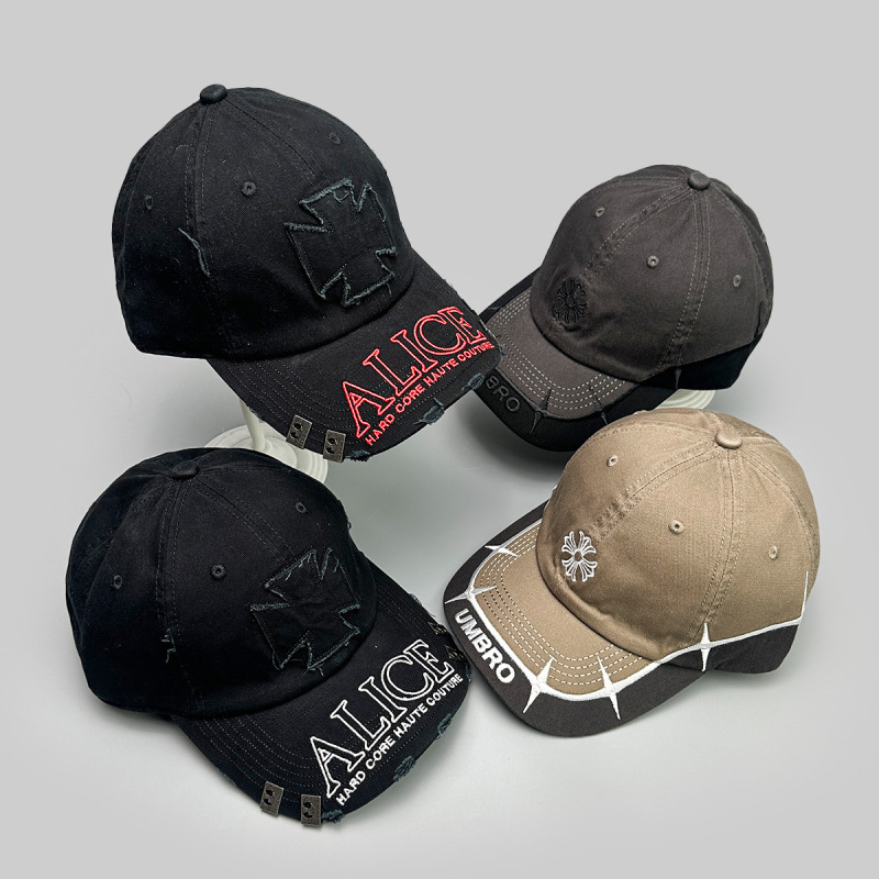 Spring and Autumn American Hip-Hop Cross Letter Embroidery Thorn Baseball Cap Men's and Women's Sunshade Rivet Duck Tongue Hat Wholesale