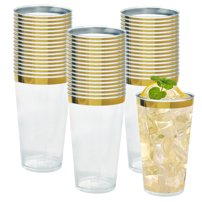 Amazon wholesale 3oz gold-plated plastic cups, disposable silver 