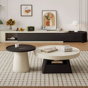 Round Coffee Table Living Room New Home Modern Minimalist French Internet Celebrity Coffee Table Tv Cabinet Combination