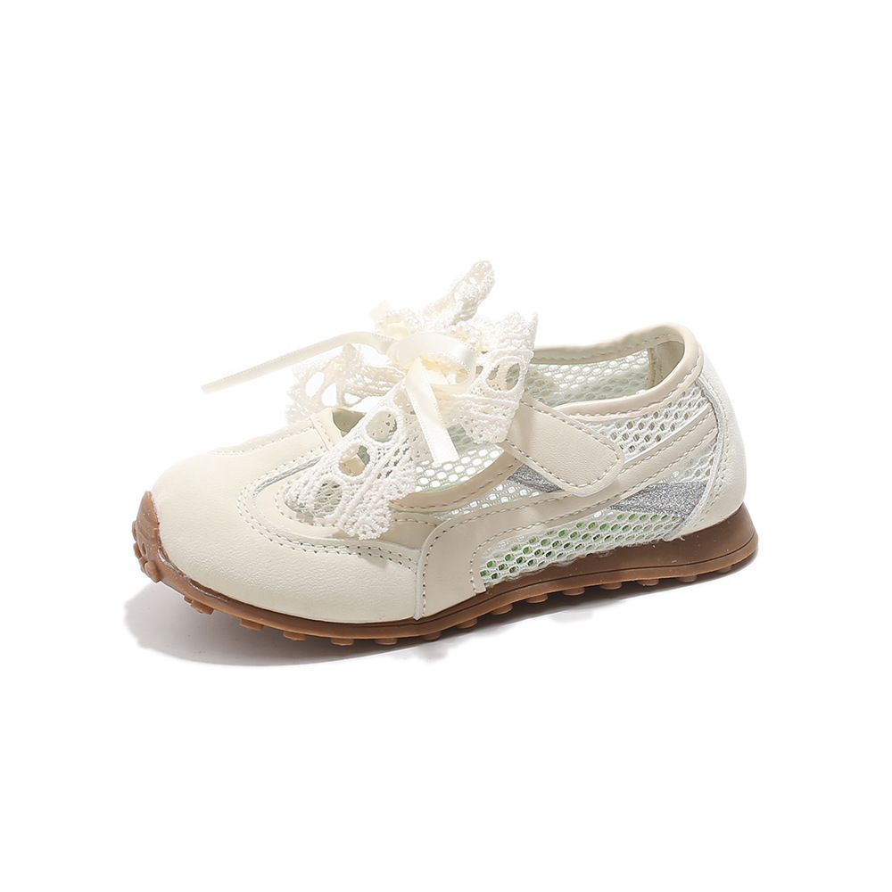 Breathable Mesh Lace-Up Casual Shoes For Girls With Elegant Bow, Lightweight & Flexible For School, Play & Daily Wear_voghion.com