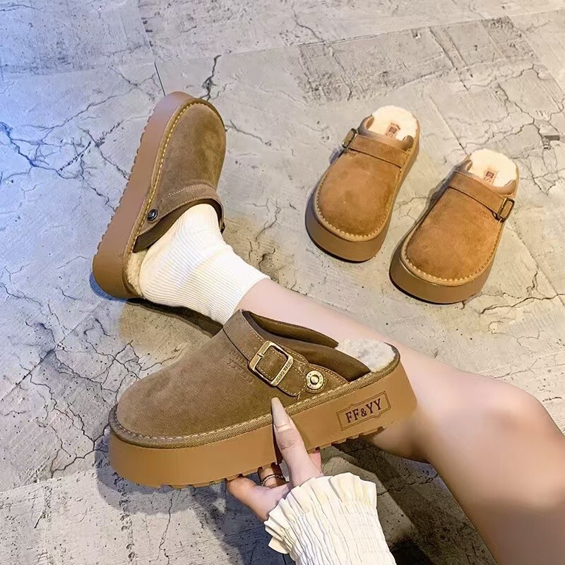 Thick-Soled Birkenstock Shoes for Women 2026 New Style Closed-Toe Slip-On Furry Cotton Half-Slipper Autumn and Winter Outdoor Wear Fleece Snow Boots Thick-Soled Birkenstock Shoes for Women 2026 New Style Closed-Toe Slip-On Furry Cotton Half-Slipper Autumn and Winter Outdoor Wear Fleece Snow Boots