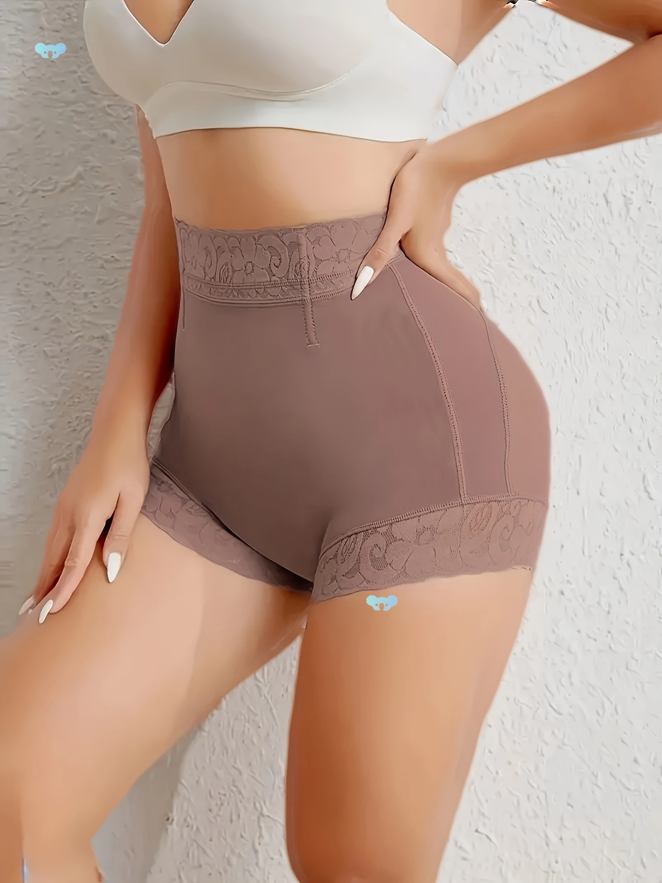 1pc Lace Trim Shaping Shorts, Comfy & Breathable Tummy