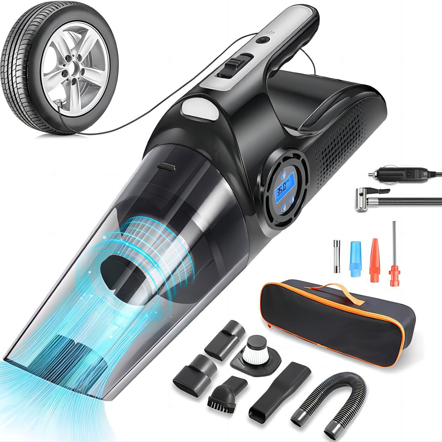 Chezai Car Vacuum Cleaner Inflator Pump Multifunctional 4-in-1 Cordless Handheld (Tozsoranlar) - without-storage-bag-wired-pointer-version-car-use-only