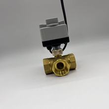 三线两控黄铜电动球阀 三通式风机盘管中央空调用电动球阀 电动阀