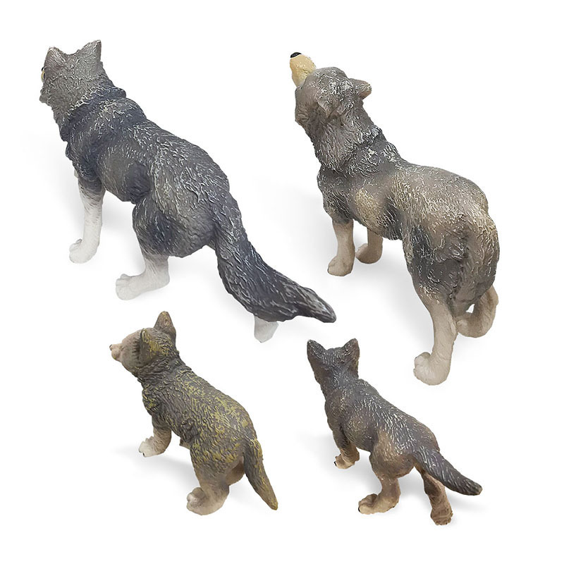 Simulación transfronteriza animal lobo siberiano rey modelo combinación Lobo Rey bebé Lobo macho hembra Lobo sólido juguete estático