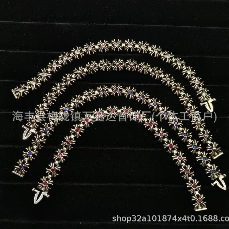 Crowe's New Cross Flower Retro Old Diamond Bracelet European and American Fashion Trend Men's and Women's Jewelry Wholesale Crowe's New Cross Flower Retro Old Diamond Bracelet European and American Fashion Trend Men's and Women's Jewelry Wholesale