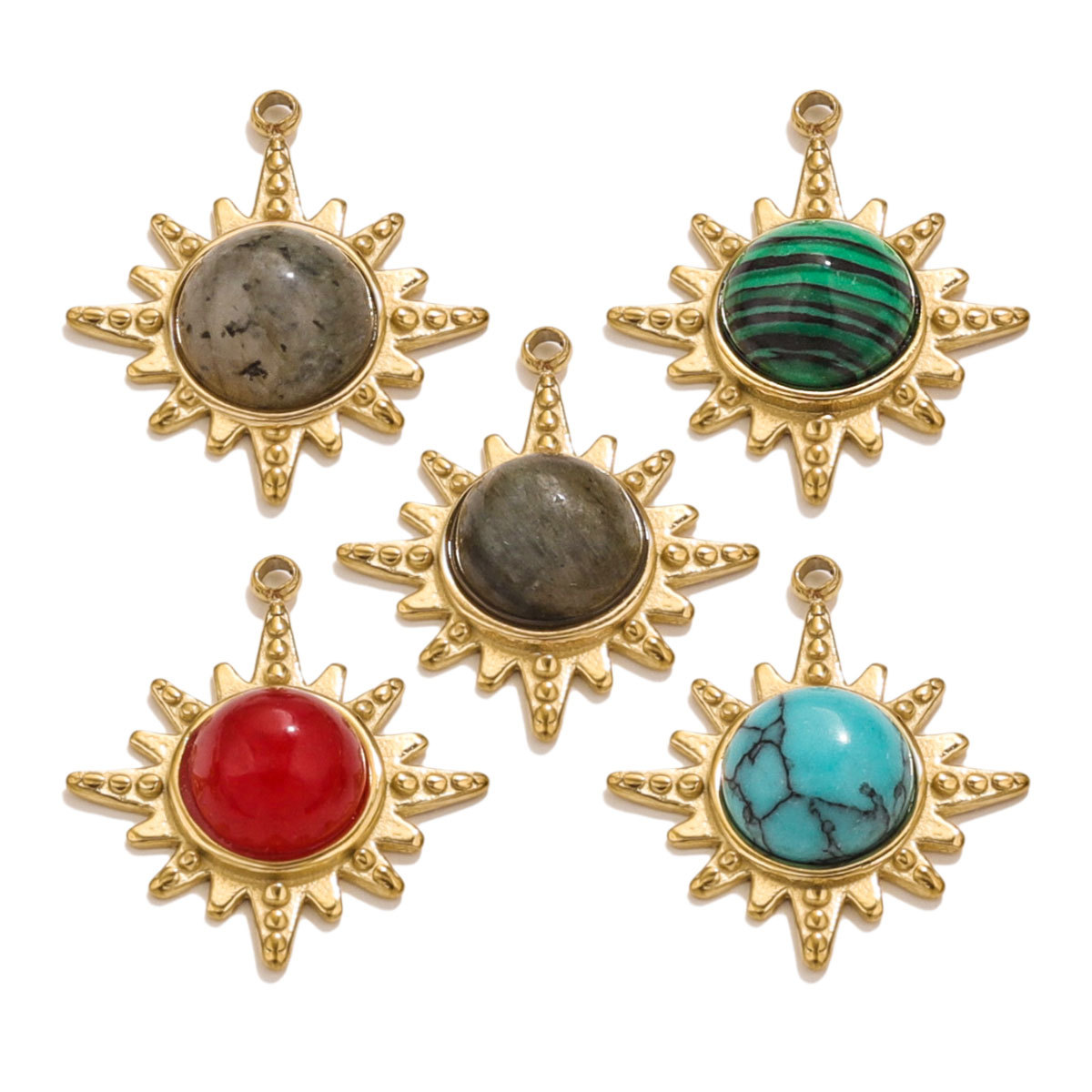 Acero inoxidable de moda piedra natural ojo de tigre piedra clásica octangular elemento colgante de acero de titanio DIY accesorios collares pendientes