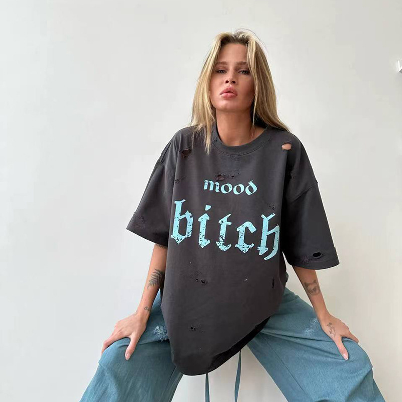 Women's T-shirt Short Sleeve T-Shirts Printing Streetwear Letter display picture 22