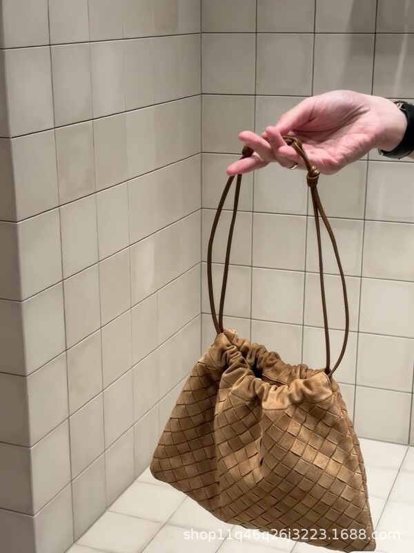 鹿皮纯手工编织dustbag抽绳福袋单肩斜挎手拿包|undefined