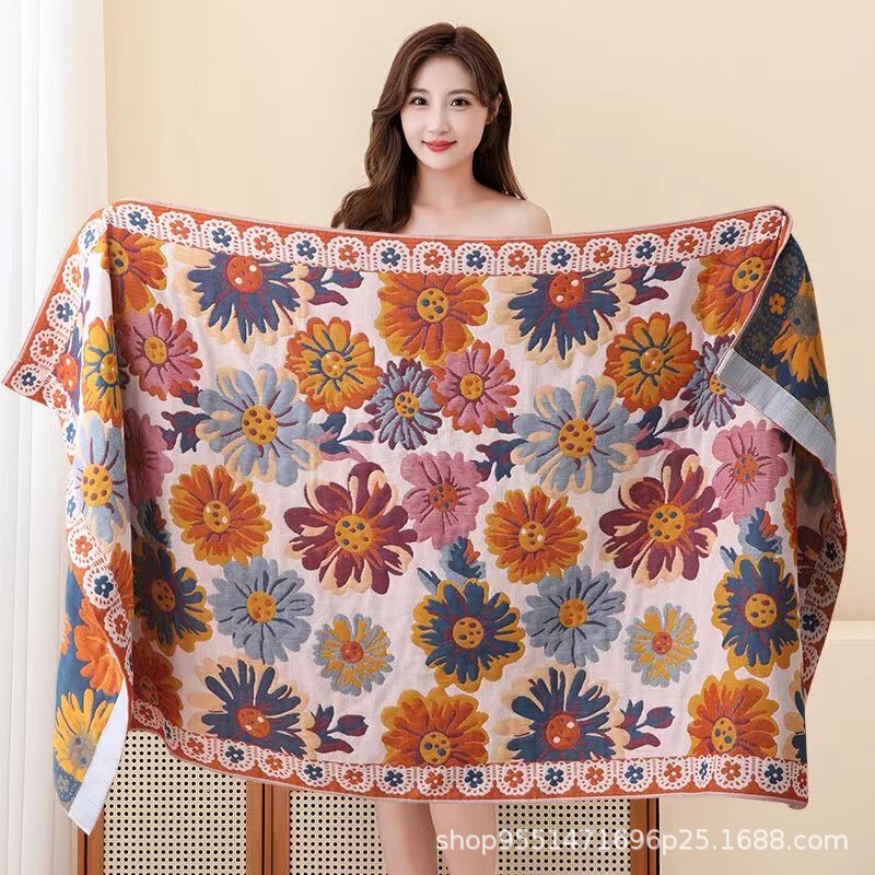 Factory direct increase 4 layer gauze bath towel blanket adult bath can be wrapped four seasons soft absorbent lint