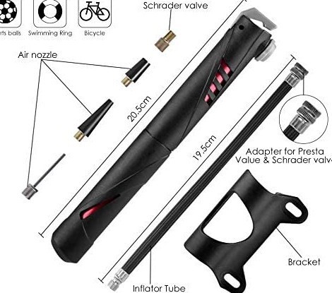 Bicycle Tire Pump and Tube Repair Kit, Single Bike Repair Tool Set, Glue-Free Tube Repair Kit
