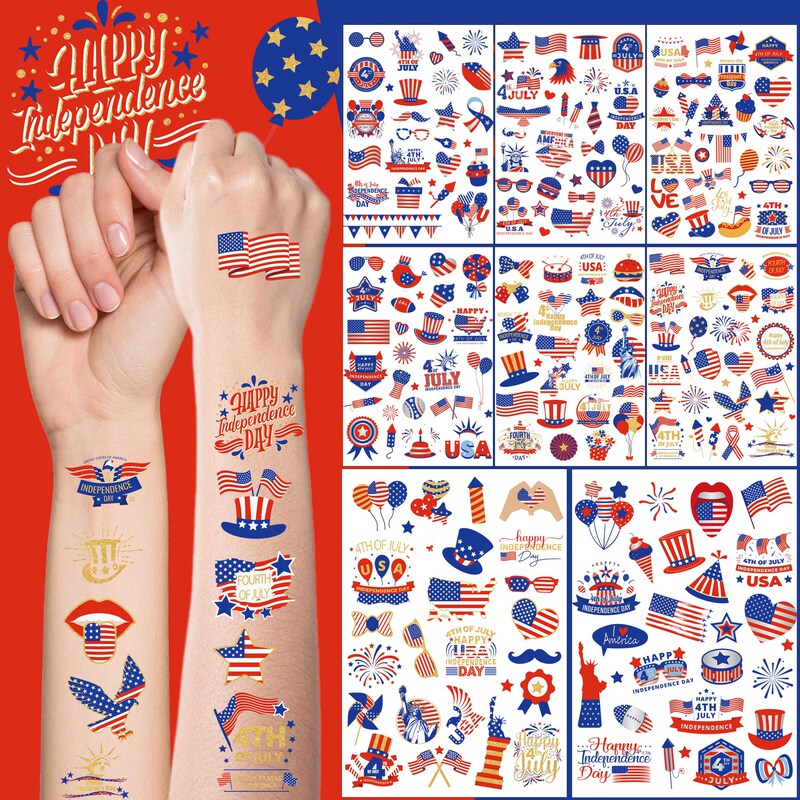 Cross-border New American Flag Tattoo Sticker Independence Day Element Event Party Party Temporary Face Hand Sticker