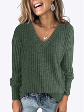 X 40411 V Neck Ribbed Knit Top �L��ᘿ����� �W���羳��