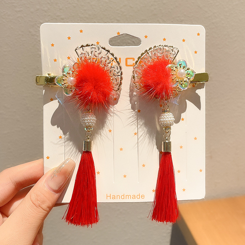 Año Nuevo accesorios para el cabello para niños arco de bordilla pinzas de cabello para niñas vestidos festivos vestidos chinos toques de cabello para niñas joyas de tarjetas de cabello